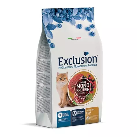 EXCLUSION Mediterraneo Monoprotein Sterilized Adult All Breeds Beef 1,50 kg.