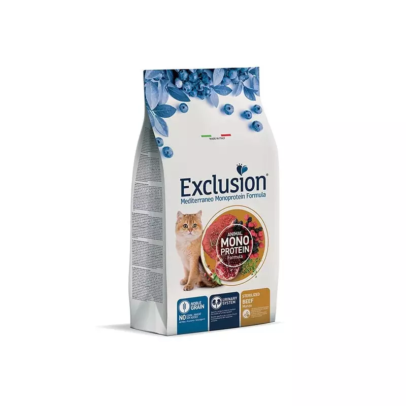 EXCLUSION Mediterraneo Monoprotein Sterilized Adult All Breeds Manzo 12 kg.