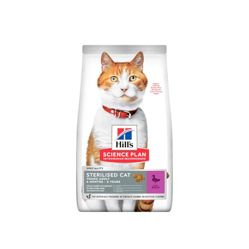 HILL'S Science Plan Adult Sterilised Cat avec Canard 1,5 kg. HILL'S Science Plan Adult Sterilised Cat avec Canard 1,5 kg.