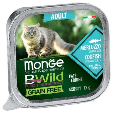 MONGE BWild Adult Paté Terrine Merluzzo con Ortaggi 100 gr. - 