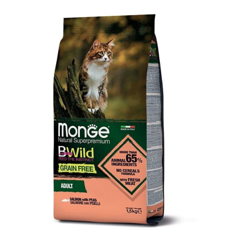 MONGE BWild Grain Free Adult con Salmone e Piselli 1,50 kg. - 