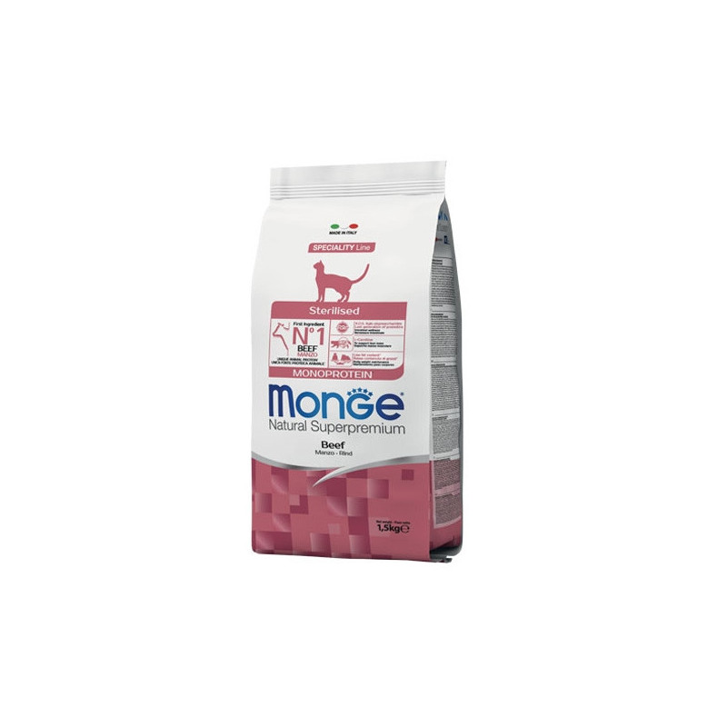 MONGE Natural Superpremium Sterilised Monoprotein con Manzo 1,50 kg.