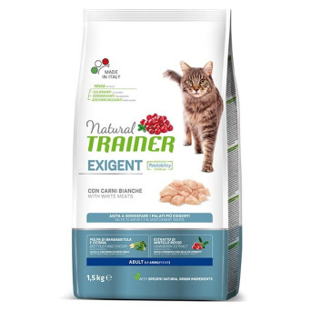 TRAINER Natural Cat Exigent Adult with White Meat 1,5 kg.