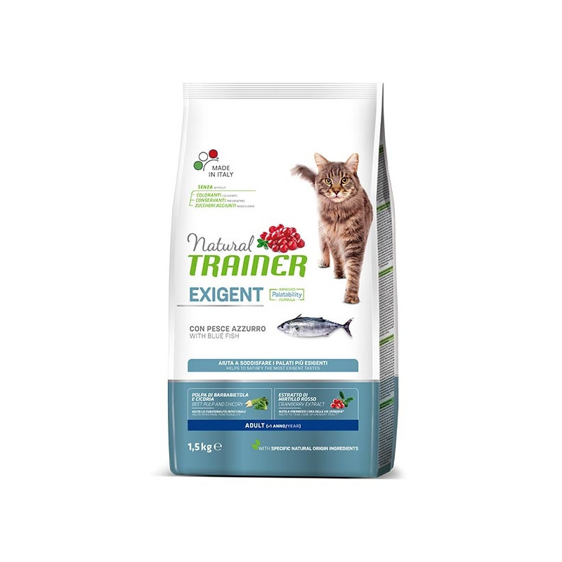 TRAINER Natural Cat Exigent Adult avec Poisson Azzurro 1,5 kg.