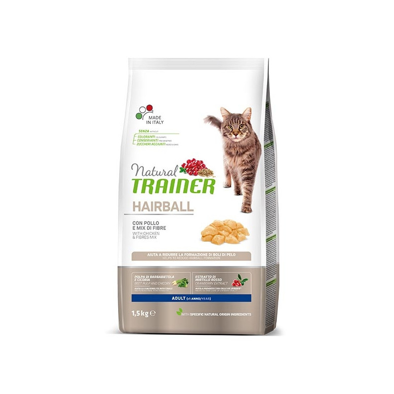 TRAINER Natural Cat Hairball Adult con Pollo 1,5 kg.