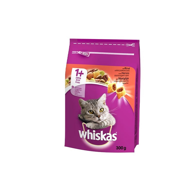 WHISKAS 1+ Croquettes with Beef 300 gr.