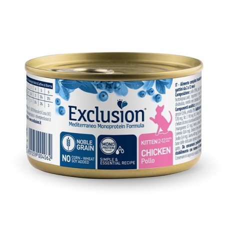 EXCLUSION Mediterraneo Monoprotein Kitten All Breeds Pollo 85 gr. - 