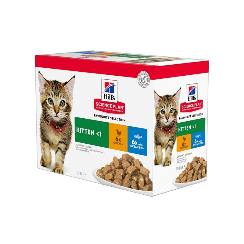 HILL'S Science Plan Kitten Multigusto avec Poulet et Poisson Oceanico 12x85 g. HILL'S Science Plan Kitten Multigusto avec Poulet et Poisson Oceanico 12x85 g.