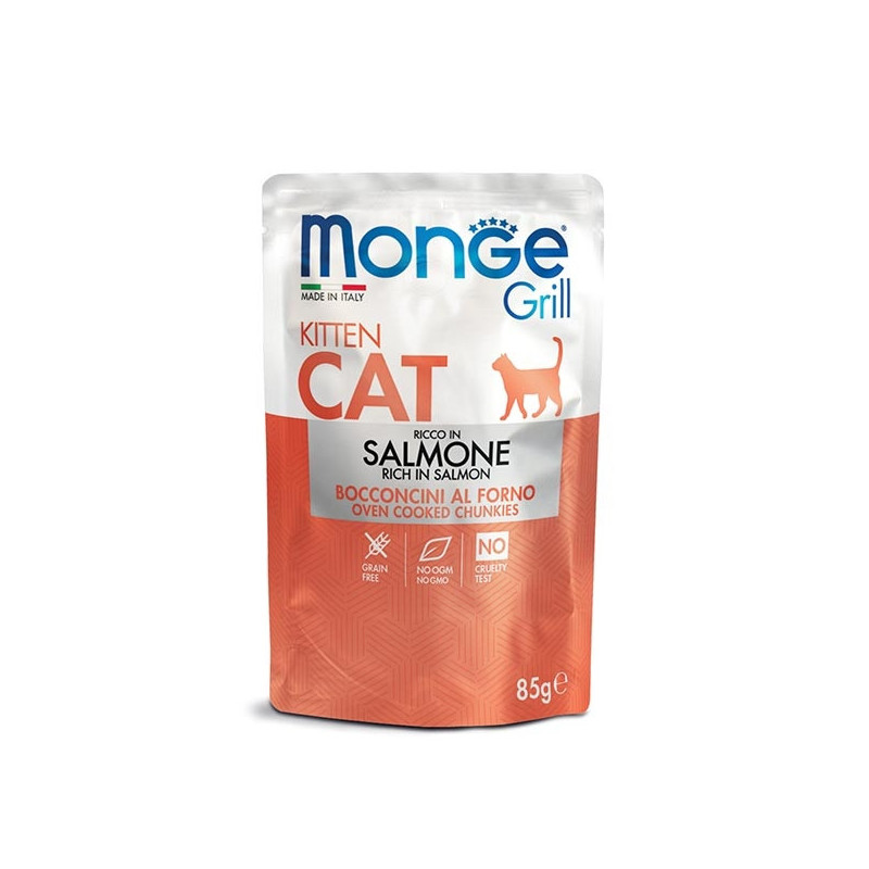 MONGE Grill Kitten Bocconcini in Jelly Ricco in Salmone 85 gr.