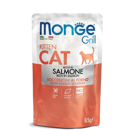 MONGE Grill Kitten Bocconcini in Jelly Riche en Saumon 85 g.