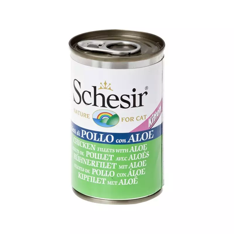 SCHESIR Kitten Chicken Fillets with Aloe in Jelly 140 gr. SCHESIR Kitten Chicken Fillets with Aloe in Jelly 140 gr.