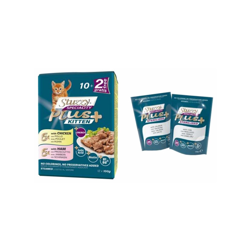 STUZZY CAT Specialty Plus Kitten with Chicken and Ham 12x100 gr.