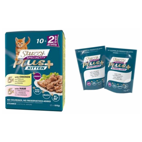 STUZZY CAT Specialty Plus Kitten with Chicken and Ham 12x100 gr.