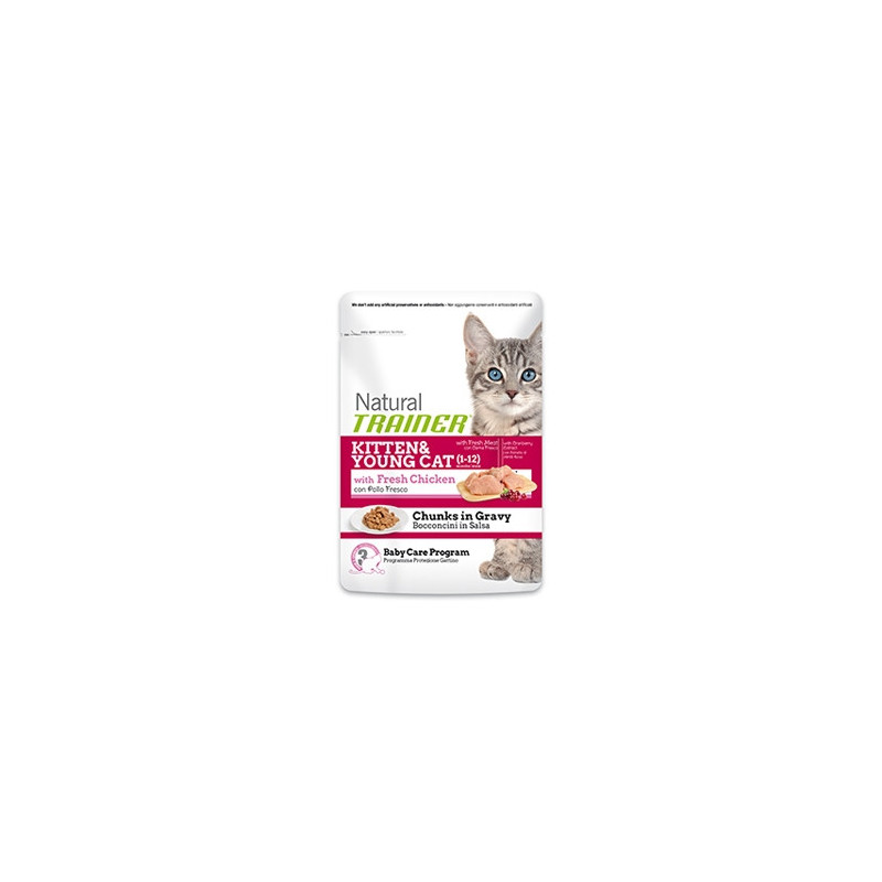 TRAINER Natural Kitten et Young Poulet Bocconcini en sauce 85 g. TRAINER Natural Kitten et Young Poulet Bocconcini en sauce 85 g.