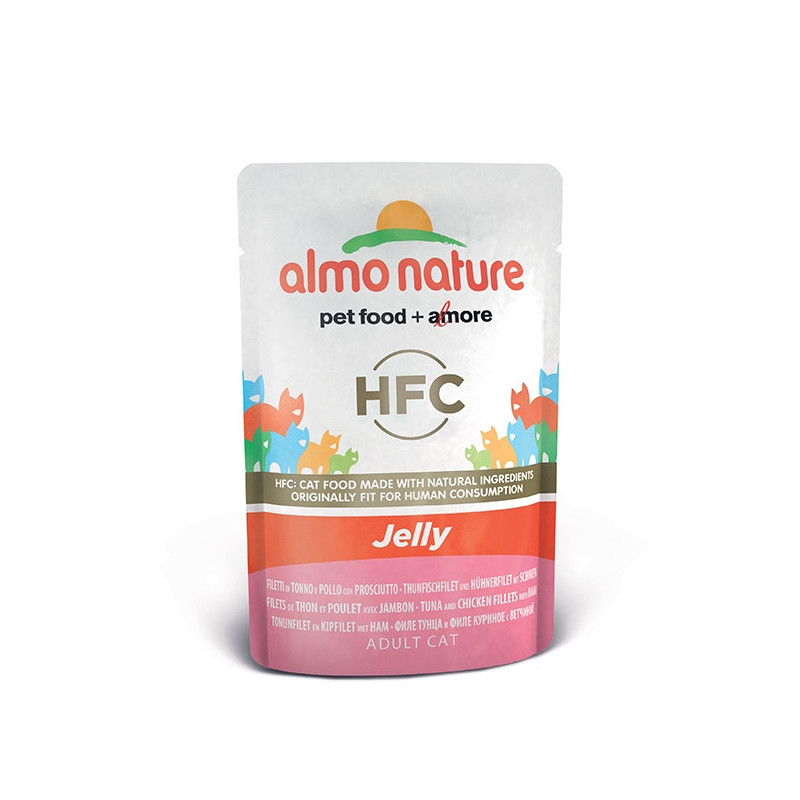 ALMO NATURE HFC Jelly Filet de Thon et Poulet avec Jambon 55 g.