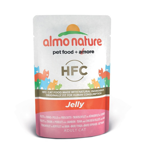 ALMO NATURE HFC Jelly Filet de Thon et Poulet avec Jambon 55 g.