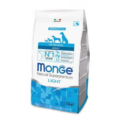 MONGE Adult Light con Salmone e Riso da 2,5 Kg All Breeds - 