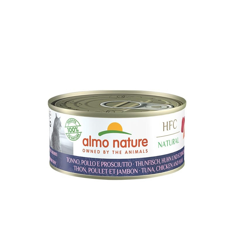 Almo Nature HFC Natürlicher Thunfisch, Huhn und Schinken 150 gr.
