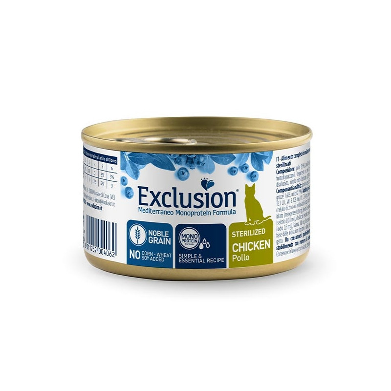 EXCLUSION Mediterraneo Monoprotein Sterilized Adult All Breeds Poulet 85 g. EXCLUSION Mediterraneo Monoprotein Sterilized Adult All Breeds Poulet 85 g.