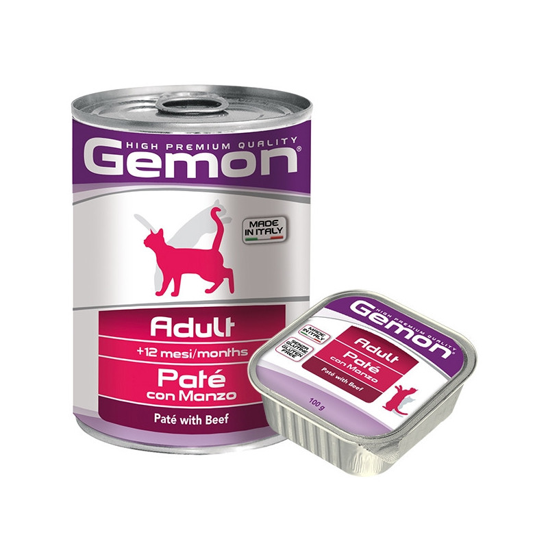 GEMON Chat Adult Paté avec Bœuf 400 g.