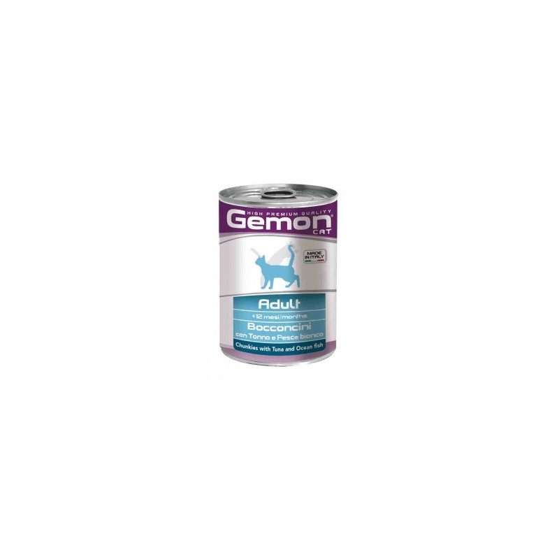 MONGE Adult Bocconcini avec Thon et Poisson Blanc 400 g. MONGE Adult Bocconcini avec Thon et Poisson Blanc 400 g.