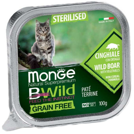 MONGE BWild Adult Paté Terrine Acciughe con Cinghiale con Ortaggi – Sterilised 100 gr. - 