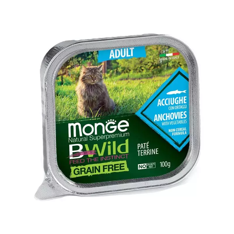 MONGE BWild Adult Paté Terrine Sardellen mit Gemüse 100 gr. MONGE BWild Adult Paté Terrine Sardellen mit Gemüse 100 gr.