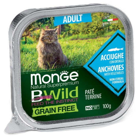 MONGE BWild Adult Paté Terrine Anchois avec Ortaggi 100 g.