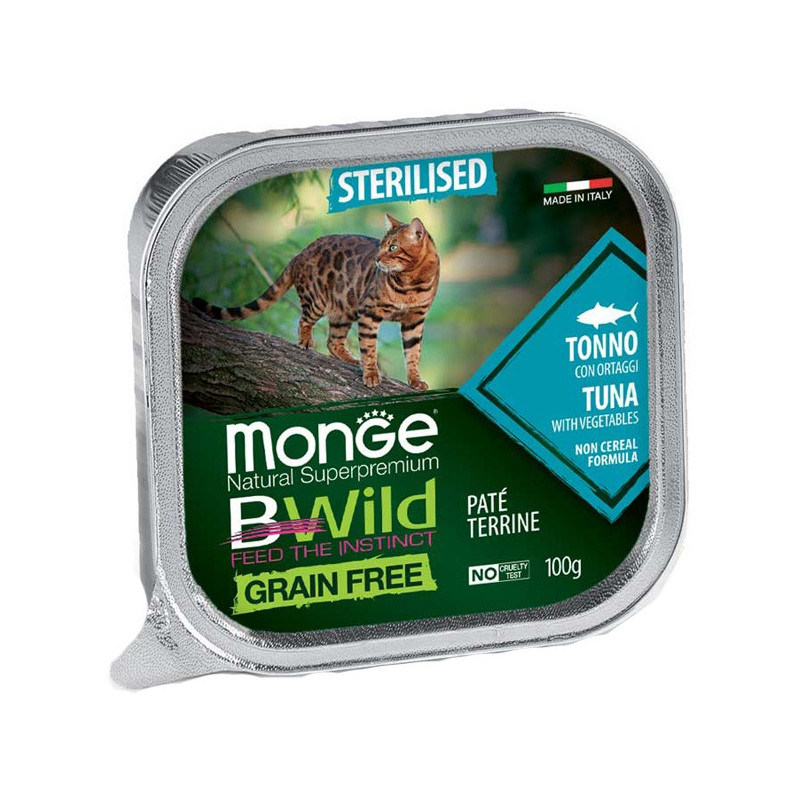 MONGE BWild Adult Paté Terrine Tonno con Ortaggi – Sterilised 100 gr.