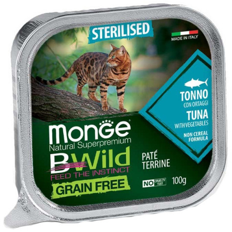 MONGE BWild Adult Paté Terrine Thon avec Ortaggi – Sterilised 100 g.