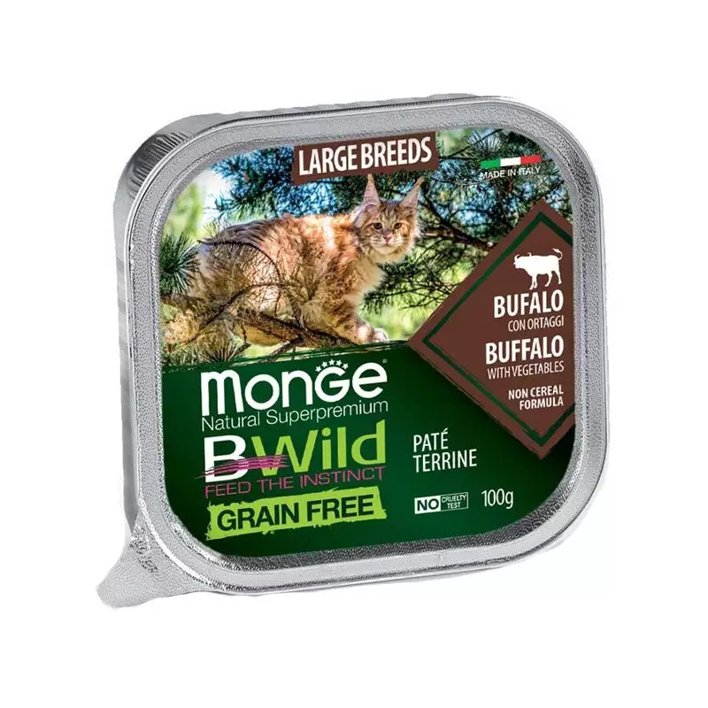 MONGE BWild Adult Paté Terrine Büffel mit Gemüse Large Breed All Life Stage 100 gr. MONGE BWild Adult Paté Terrine Büffel mit Gemüse Large Breed All Life Stage 100 gr.