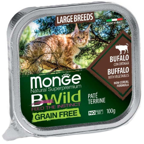 MONGE  BWild Adult Paté Terrine Bufalo con Ortaggi Large Breed All Life Stage 100 gr. - 