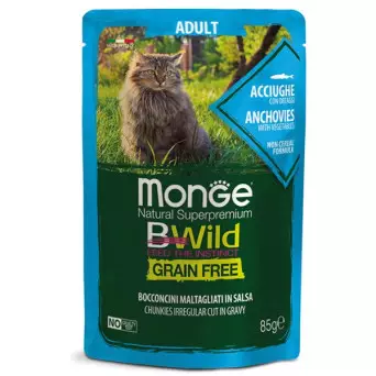 MONGE BWild Grain Free Maltagliati in Buffalo Sauce with Vegetables - Large Breed All Life Stage 85 gr.