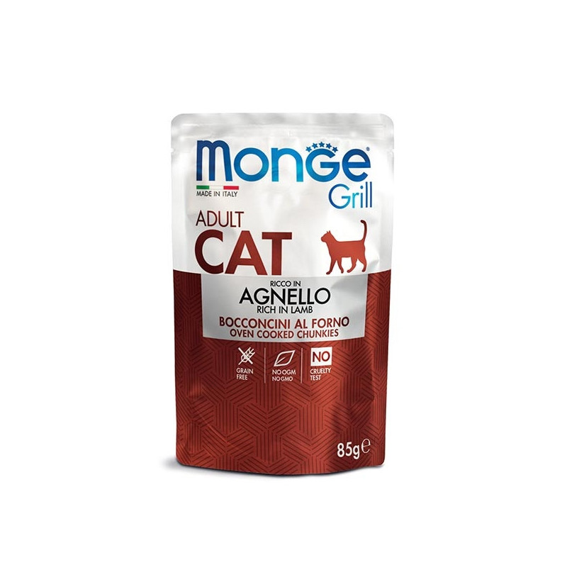 MONGE Grill Adult Bocconcini in Jelly Riche en Agneau 85 g. MONGE Grill Adult Bocconcini in Jelly Riche en Agneau 85 g.