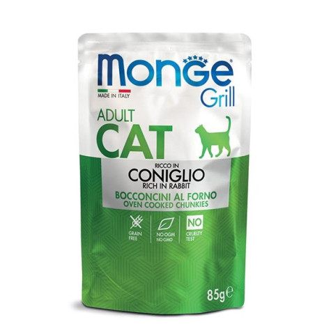 MONGE Grill Adult Bocconcini in Jelly Ricco in Coniglio 85 gr. - 