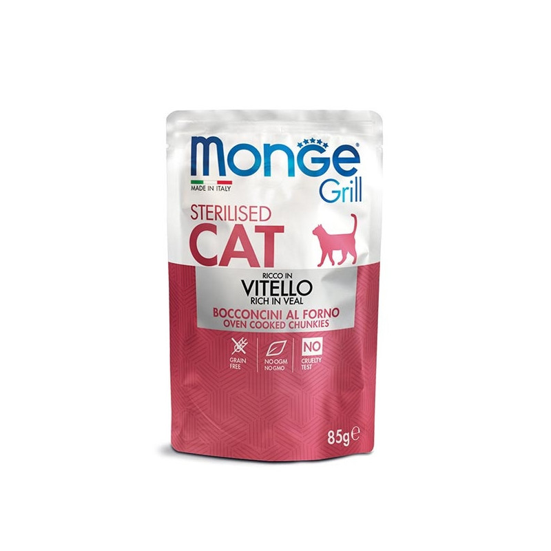 MONGE Grill Adult Sterilized Chunks in Jelly Rich in Calf 85 gr.