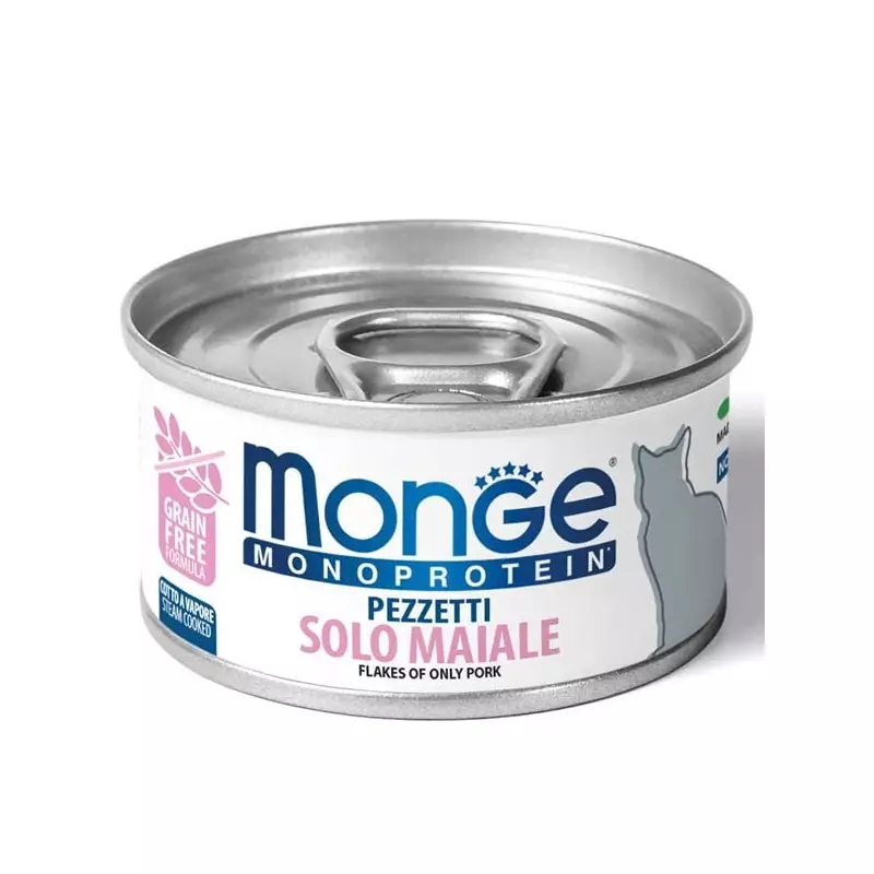 MONGE Monoproteico Pieces Only Schweinefleisch 80 gr.