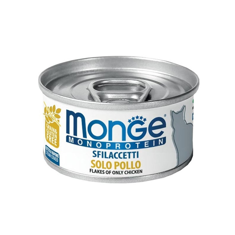 MONGE Monoprotéique Effilochés Pur Poulet 80 g. MONGE Monoprotéique Effilochés Pur Poulet 80 g.