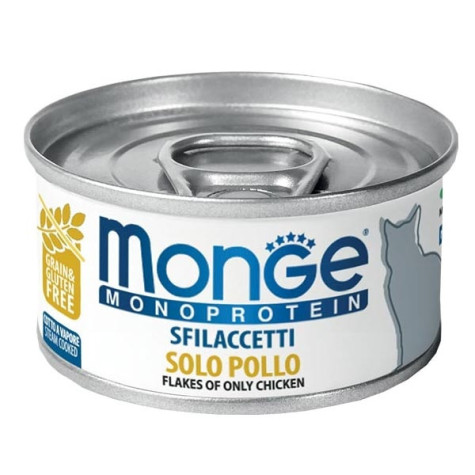 MONGE Monoprotéique Effilochés Pur Poulet 80 g.