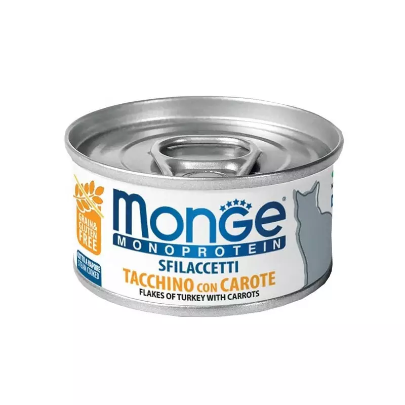 MONGE Monoproteico Sfilaccetti Solo Tacchino con Carote 80 gr.