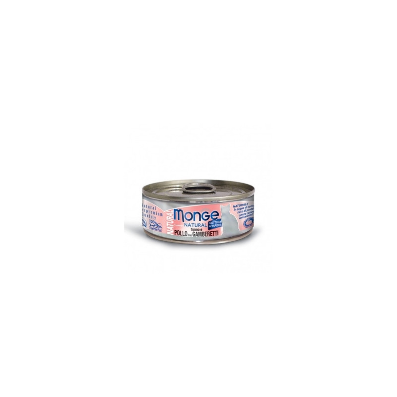 MONGE Natural Superpremium Thon et Poulet avec Crevettes 80 g. MONGE Natural Superpremium Thon et Poulet avec Crevettes 80 g.