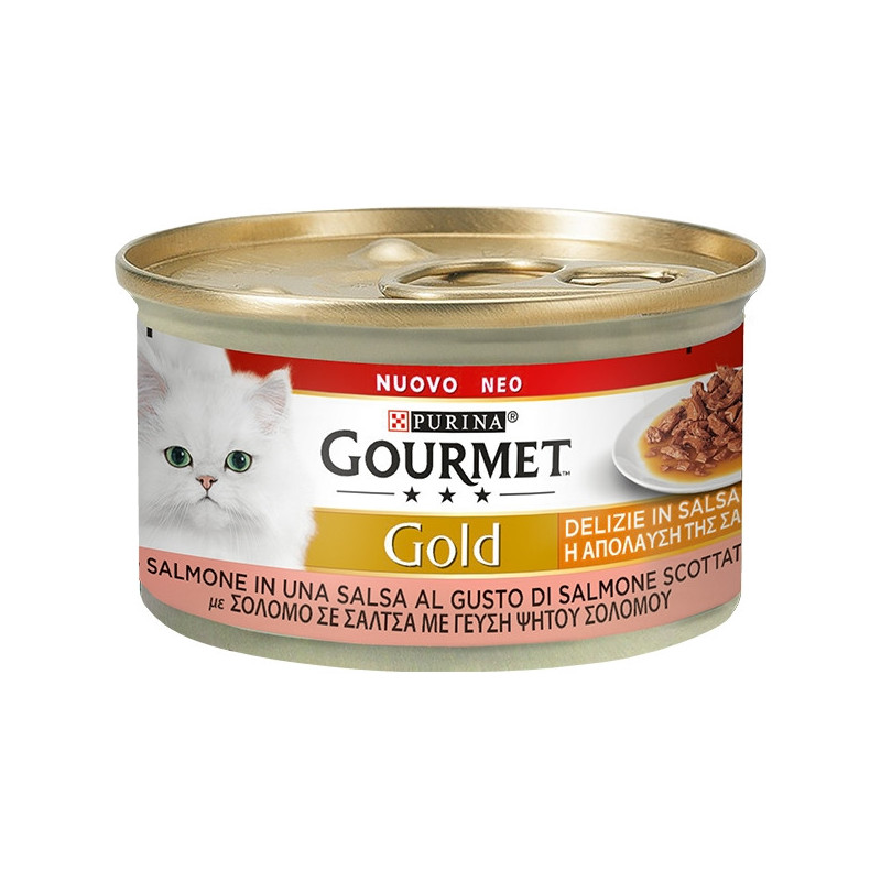 PURINA Gold Delizie avec Saumon en sauce 85 g. PURINA Gold Delizie avec Saumon en sauce 85 g.
