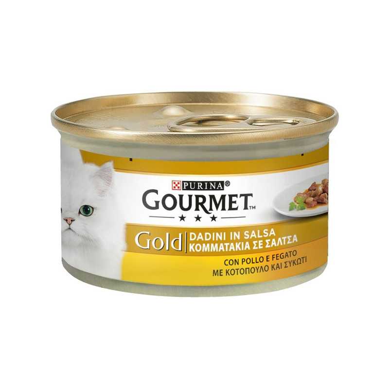 PURINA Gourmet Gold Dadini en sauce avec Poulet et Foie 85 g. PURINA Gourmet Gold Dadini en sauce avec Poulet et Foie 85 g.
