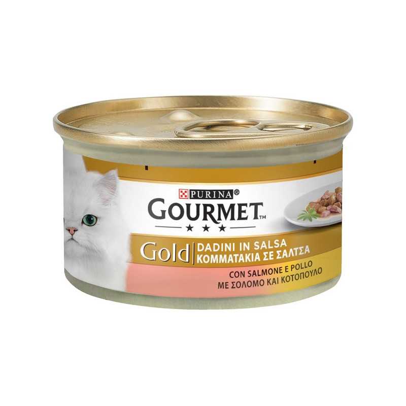PURINA Gourmet Gold Dadini en sauce avec Saumon et Poulet 85 g.