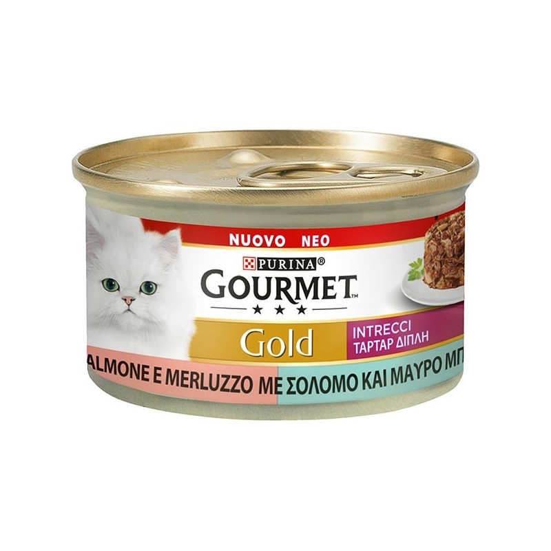 PURINA Gourmet Gold Intrecci di Gusto Salmone e Merluzzo 85 gr.