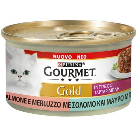 PURINA Gourmet Gold Intrecci di Gusto Salmone e Merluzzo 85 gr. - 
