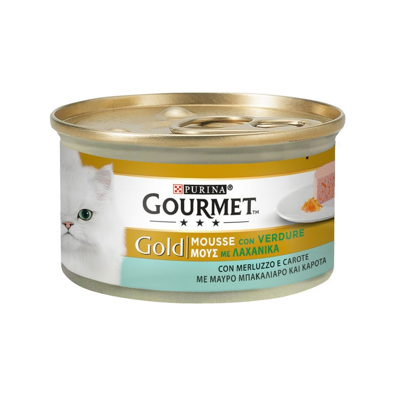 PURINA Gourmet Gold Mousse with Cod Vegetables and Carrots 85 gr.
