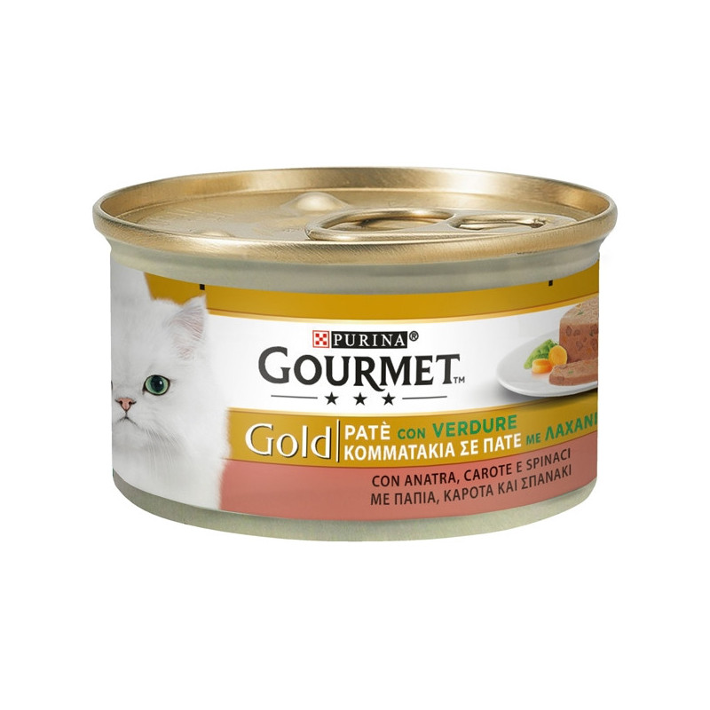 PURINA Gourmet Gold Paté mit Gemüse Entenkarotten und Spinat 85 gr.