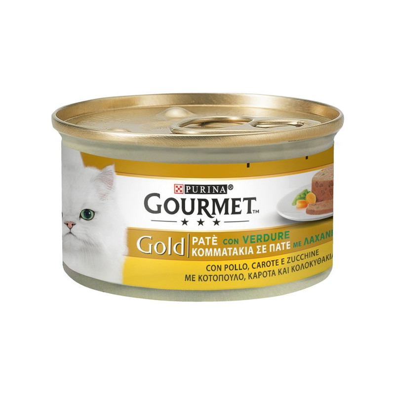 PURINA Gourmet Gold Paté mit Gemüse Hühnerkarotten und Zucchini 85 gr.