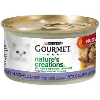 PURINA Gourmet Nature's Creations, Ricco in Agnello, Guarnito con Pomodori e Pastinaca 85 gr. -
